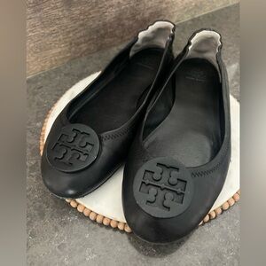 Tory Burch Miller Flats Sz 11 Black Leather